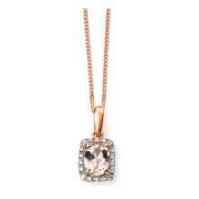 Morganite Rose Gold Diamond Pendant/Chain